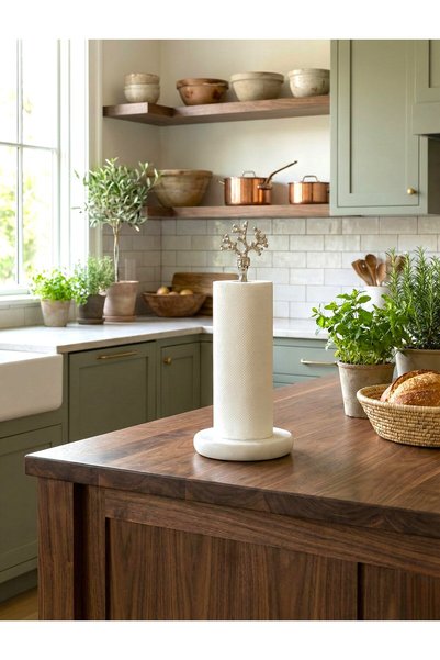 FARALYAHOME Doğal Mermer 14 CM Kağıt Havluluk Gümüş Mercan
