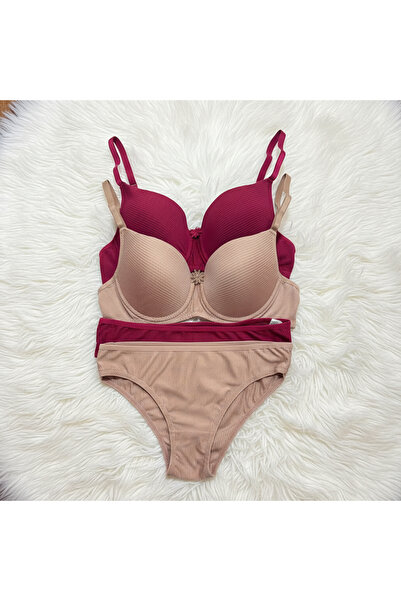 Hirazenmoda Women's Underwire Empty Cup Ebru Bra Set