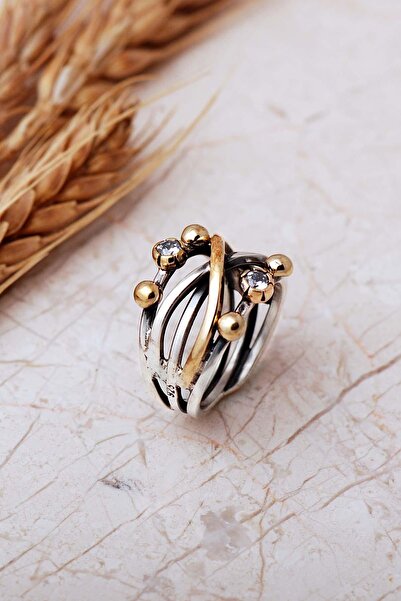 Sümer Telkari Taşlı Tasarım Elişi 925 Ayar Gümüş Yüzük 6001