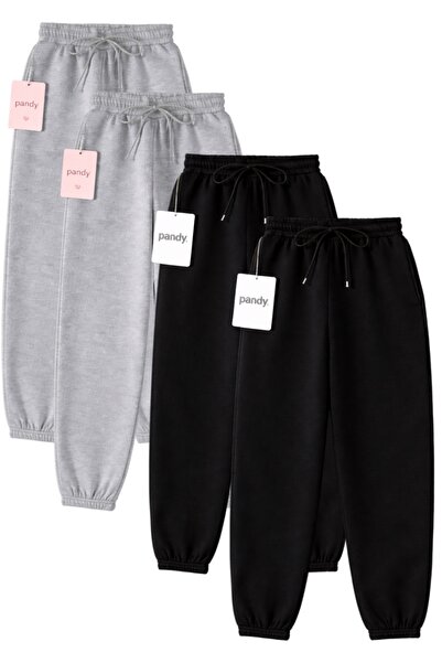 pandy 4'lü Unisex Paça Lastikli Tam Kalıp Eşofman Altı