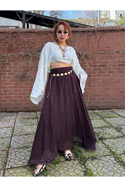 Bak'ap Premium Trendy Flounce Lined Chiffon Bohemian Long Skirt