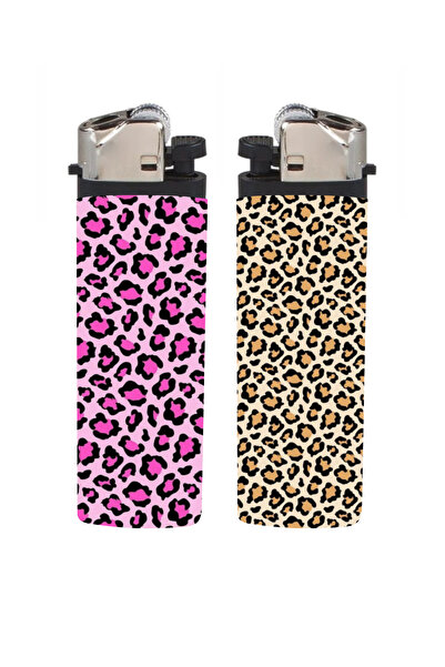 Huggy Craft Leopar Kahverengi & Pembe Baskılı 2'li Klasik Çakmak, Tekrar Dold...