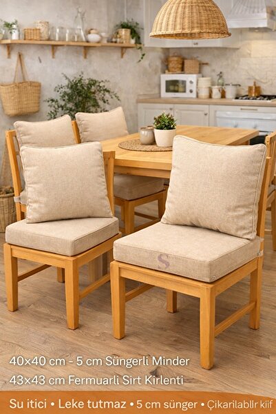 shules collection Fermuarlı Sırt Kırlentli 2 'Lİ Sandalye Minder Seti – 5 cm ...