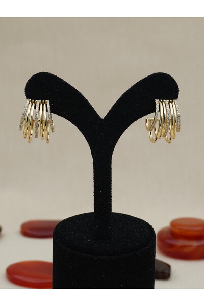 Bilge Takı Vip Gold Color Multi Ring Zircon Stone Xuping Earrings, Non Tarnis...