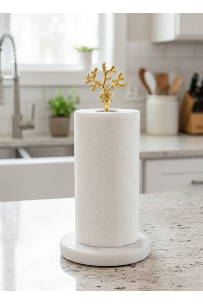 FARALYAHOME Doğal Mermer Gold Mercan 14 CM Kağıt Havluluk