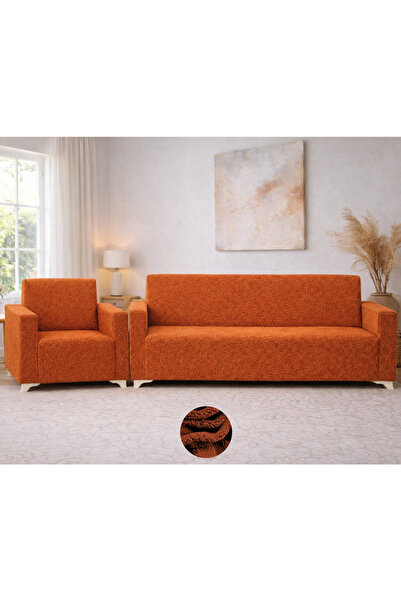 Akbal Home Welsoft Teddy 3lü + Tek Klasik Koltuk Örtüsü Lastikli Tüm Giydirme...