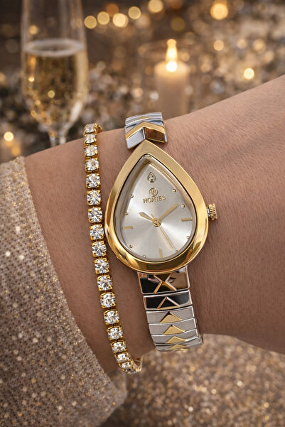 Homies ساعة يد نسائية بسوار من الفولاذ مع علبة هدايا خاصة وسوار هدية.HMT27033...