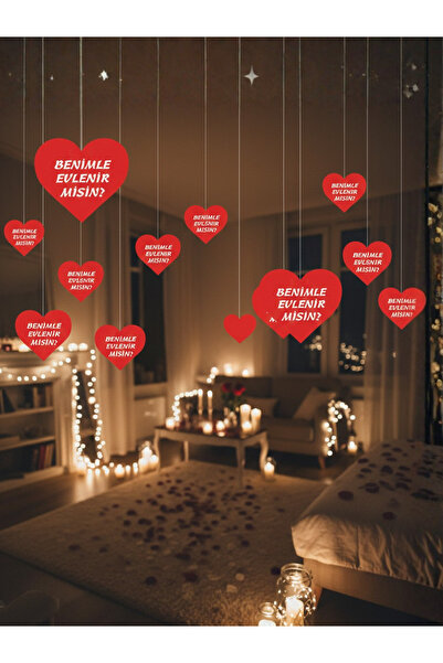 HAPPYLOOPPARTY Benimle Evlenir Misin 10 Adet Kalp Banner Süs Evlilik Teklifi ...