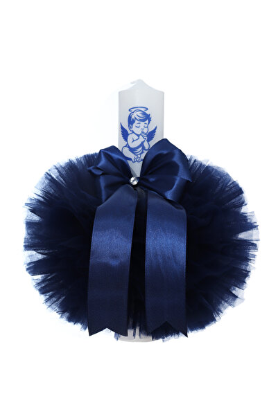 Recostore Lumanare botez, model cu ingeras, Bleumarin, 30x5.5 cm, REC5004/33