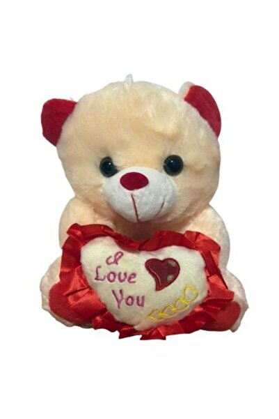 OEM Ursuleț de pluș, Te iubesc, crem, 25 cm