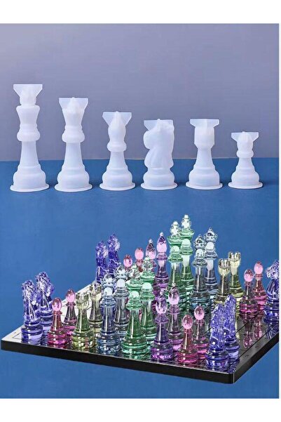 Şenhomee Epoksi Satranç 3D Silikon Kalıbı Seti 6'lı