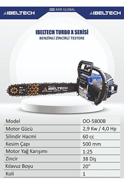 İBELTECH HR5800X SERİSİ 6000Cc 4 HP BENZİNLİ ZİNCİRLİ TESTERE