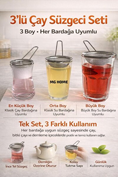 VENON Set of 3 ♥️   Metal Strainer Set Practical and Durable Kitchen Accessor...