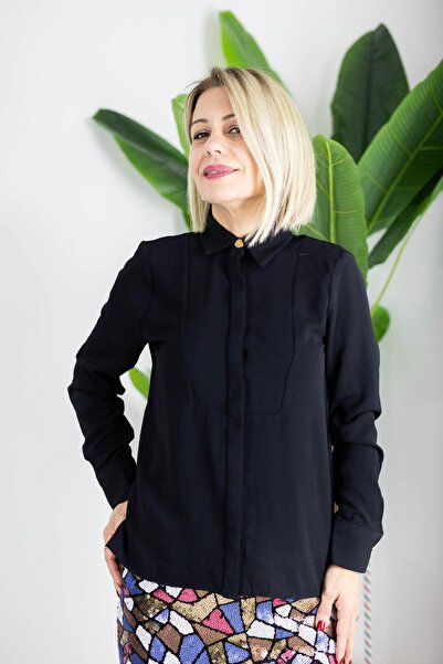 SİSTA MODA 6052 Hidden Placket, Waist Fitted, Satin Shirt