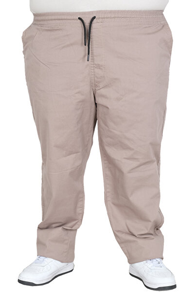 ModeXL Mode XL Large Size Men's Linen Jogger Pants Milano 21913 Stone Color