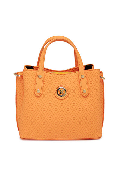 Tergan Turuncu Print Kadın Çapraz Askılı Çanta - S1WPR0000806-V3F