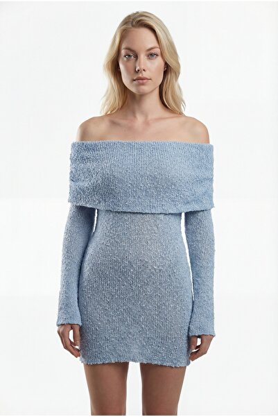 KENZA'A TRİKO Summer Beach Openwork Madonna Collar Dress