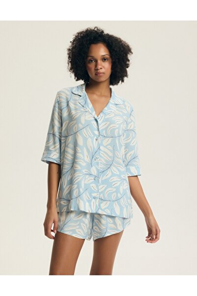 Henderson Women's Elegant Pajamas Set 2-Piece Button Down Shirt Short Sleeve ...