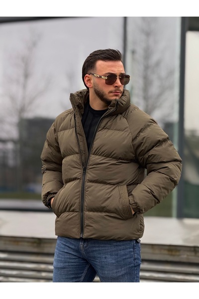 KINGAF Men's Standing Collar Reglan Sleeve Coat