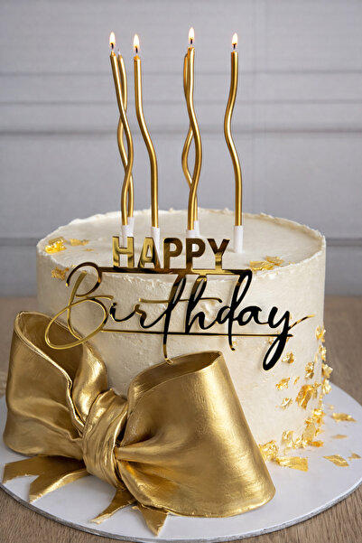 Ege Concept Life Gold Plexi Happy Birthday Written Cake Decoration - Birthday...