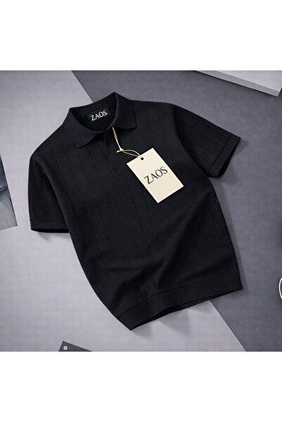 zs zaos fashion Ανδρικό κοντομάνικο μπλουζάκι poloyaka με ανάγλυφη υφή, κανον...