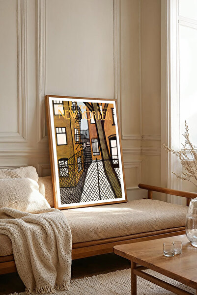 Dekorsiahome Εικονογράφηση εξωφύλλου The New Yorker με ξύλινο πλαίσιο ενός τε...
