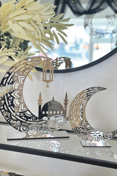 Shura Homeware Gümüş 2 ‘Li Ay Dekor Seti Ramazan Süsü Özel Seri