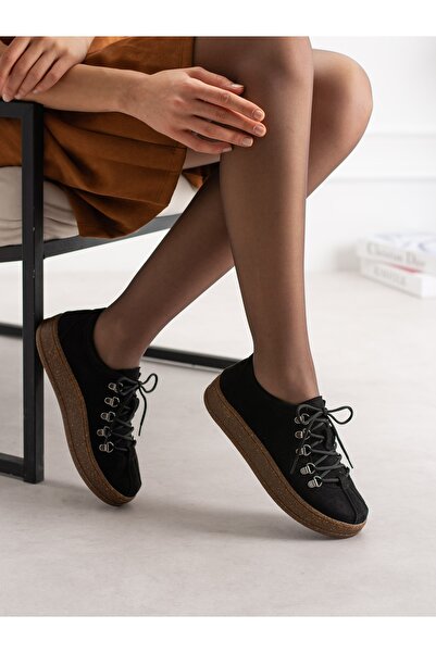 ALEMDAR AYAKKABI Verona Black Lace-Up Women's Sneakers