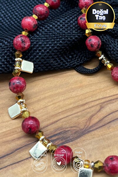 Balzamin Design Fire Red Jasper Natural Stone Necklace – Special Design with ...