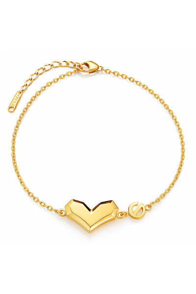Ilinaa Bratara "Heart" din otel inoxidabil placat cu aur de 18K, Intensity