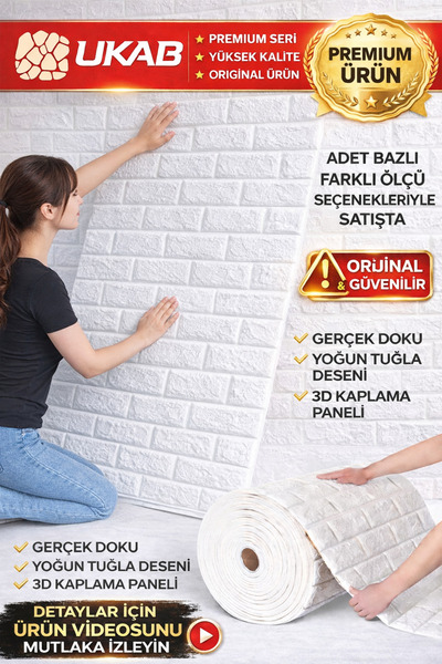 UKAB DEKOR Kendinden Yapışkanlı Silinebilir Premium Dekoratif 3d Esnek Köpük ...