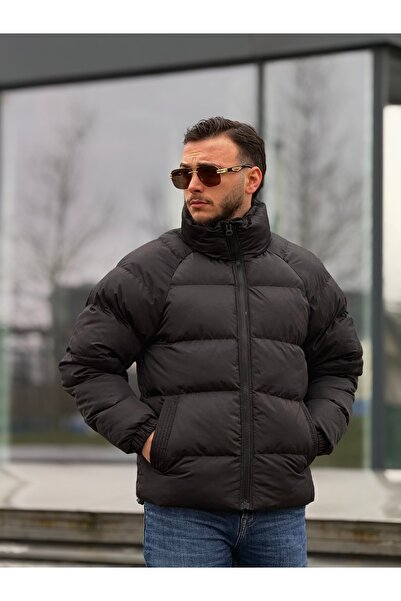 KINGAF Men's Standing Collar Reglan Sleeve Coat