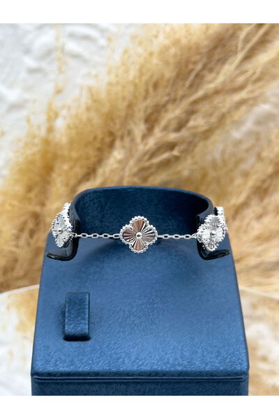 Livora Jewelry 925 Ayar Gümüş Taşsız 5’li Yonca Motifli Kadın Bileklik – Özel...