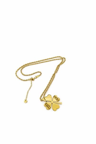 Shopfocus KİŞİYE ÖZEL İSİMLİ-4 YAPRAKLI YONCA KOLYE İSİMLİ-6 KAT KAPLAMALI PA...