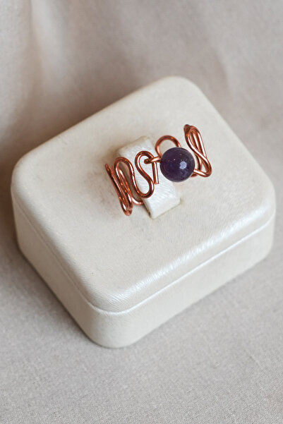 Luna Amethyst Natural Stone Copper Ring