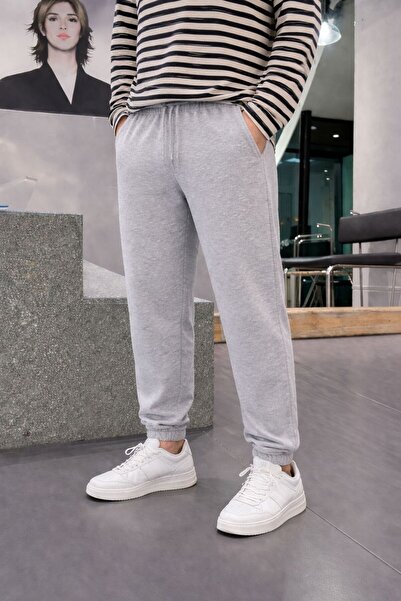 Modivibe Men's Gray Sweatpants with Elastic Cuffs Oversize