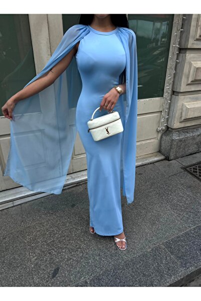 zoezoe ŞİFON PELERİN KOLLU ABİYE GECE ELBİSESİ