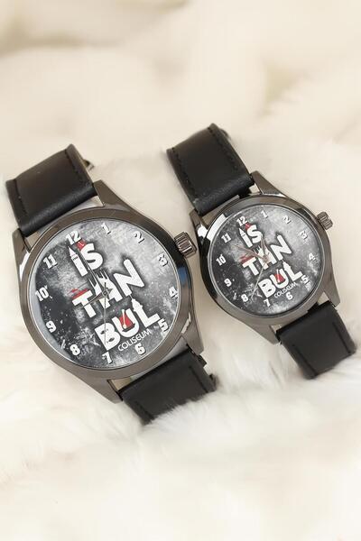 HERŞEYBURDAMODA Istanbul Designed Lover Watches with Black Color Leather Band