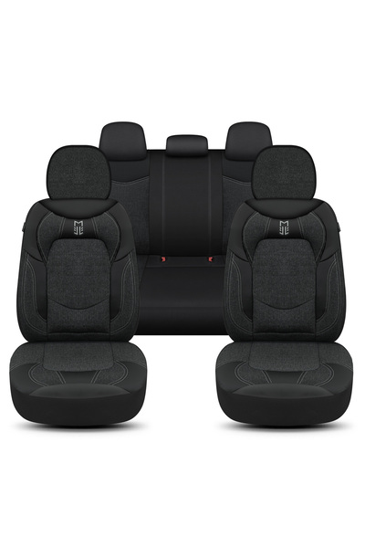 Minderland غطاء مقعد السيارة من سلسلة إيرين، مجموعة كاملة من الكتان/الأسود، م...