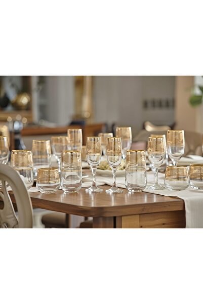 Marka GoldenAura 18 parça kahve yanı meşrubat ve kadeh bardakları