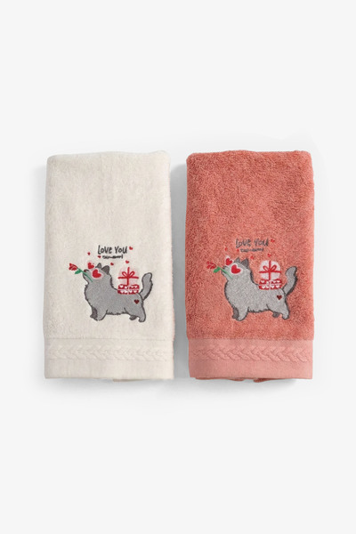JOJOMIA Calida 2-Piece Hand Towel Love Embroidered 30X50