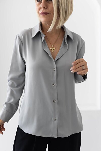 SİSTA MODA 4156 SATEN, ETEK UCU OVAL GÖMLEK