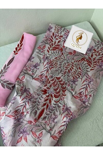 QUEEN Indonesian silk embroidered headscarf with crystals, including a veil/p...