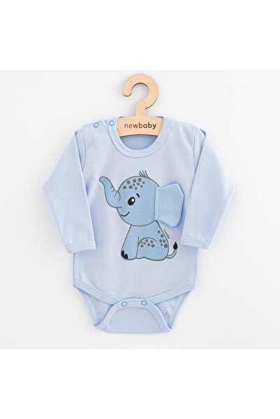 Nicol Bebeluș complet cu mâneci lungi New Baby Happy Elephant albastru