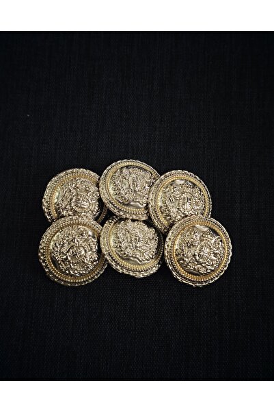 NESGO MODA مجموعة من 6 أزرار ذهبية كبيرة الحجم تحمل شعار الملكية - مجموعة أزر...