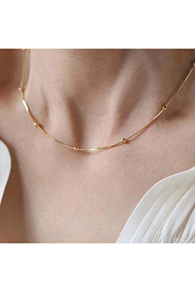 Ilinaa Colier Stil simplu rotund din oțel inoxidabil cu bilute