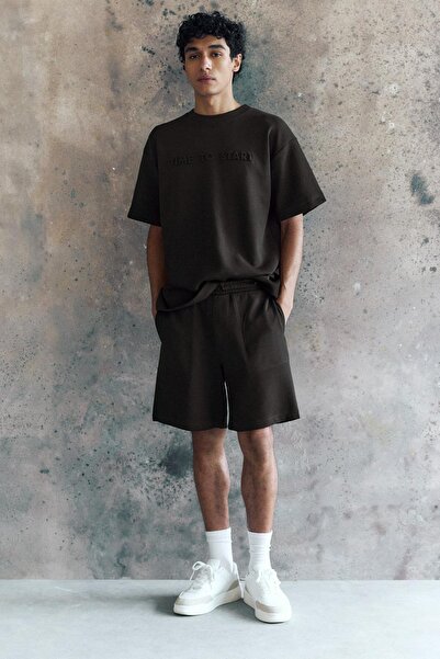 Pull & Bear Kabartma baskılı kısa kollu sweatshirt