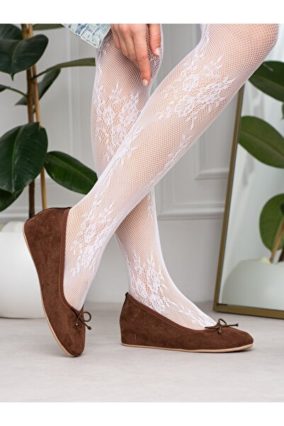 ALEMDAR AYAKKABI Ferro Brown Bowknot Hidden Heel Women's Ballerinas