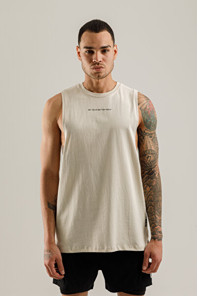 Airlife قميص داخلي رجالي من Better Self ذو فتحات عميقة وأكمام قطنية باللون البيج