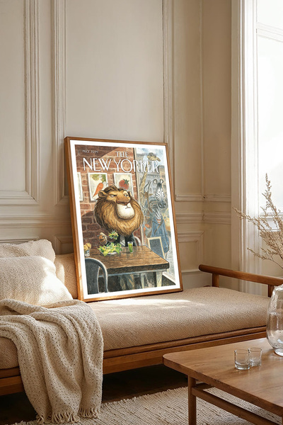 Dekorsiahome One Piece Wooden Framed Newyorker Cover Painting Tk2774